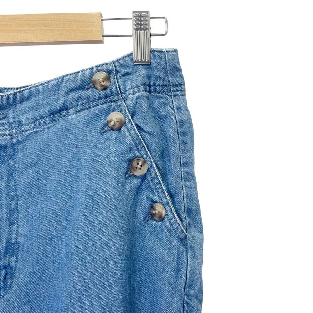 Sundance Oaklee Wide Leg Pants Lyocell Chambray Sailor Button High Rise Size 8 - Picture 5 of 13